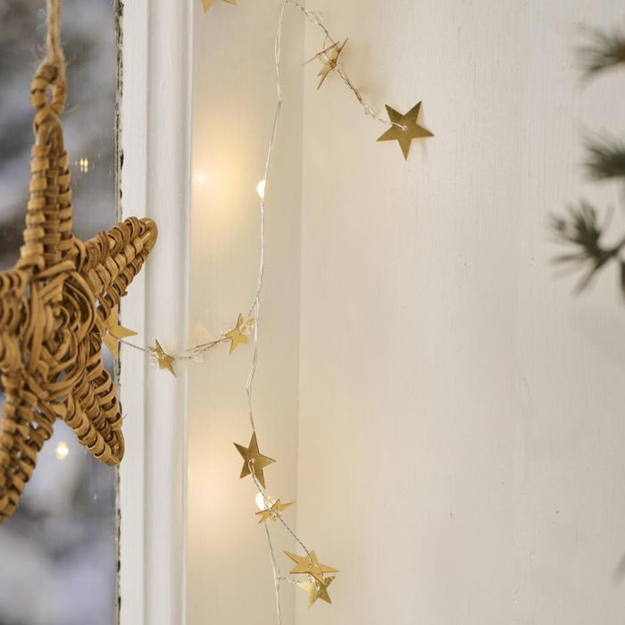 Wire String Lights with Golden Stars