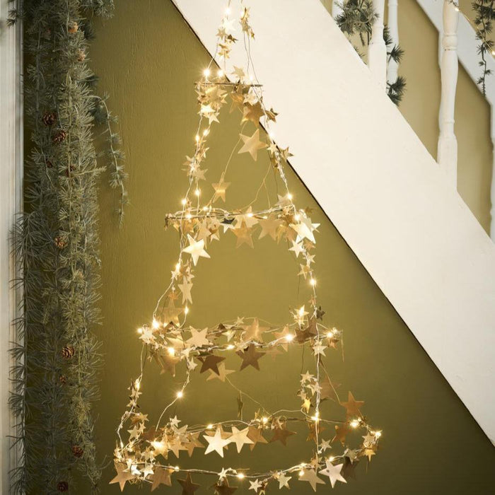 Wire String Lights with Golden Stars