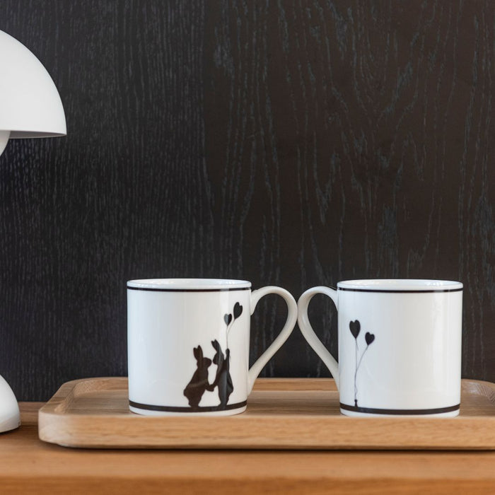 Rabbit Mugs on a solid oak tray